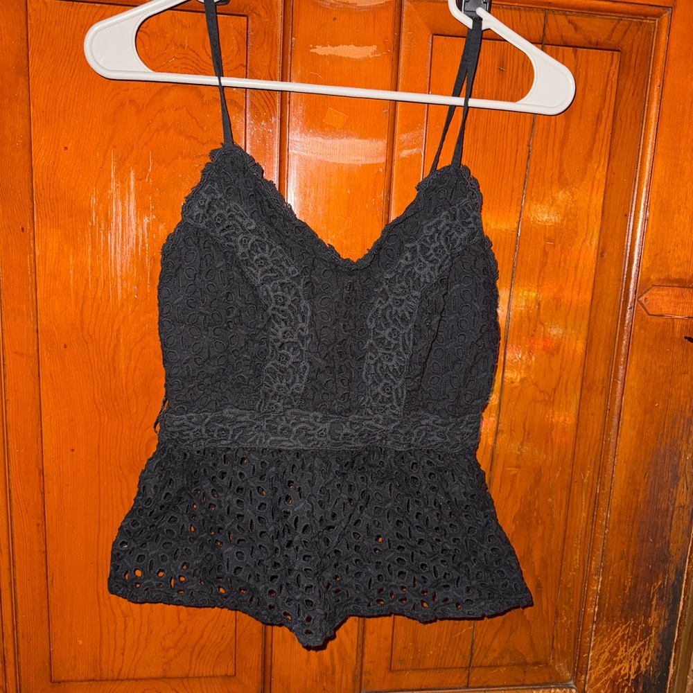 Black Lace Sleeveless Top